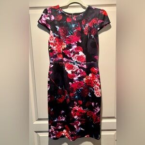 Betsey Johnson Black and Red Floral Dress Size 4